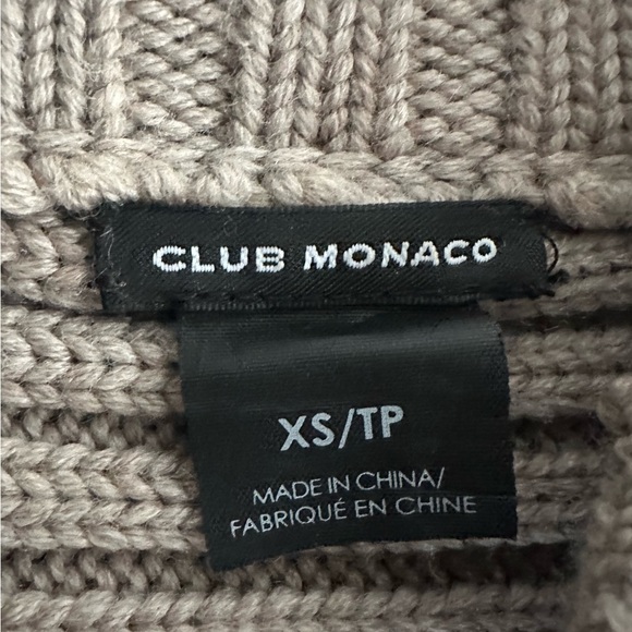 Club Monaco Camel Coloured Wool Faux Fur Knit Cardigan Size XS - Picture 7 of 7